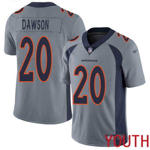 Youth Denver Broncos #20 Duke Dawson Limited Silver Inverted Legend Football NFL Jersey